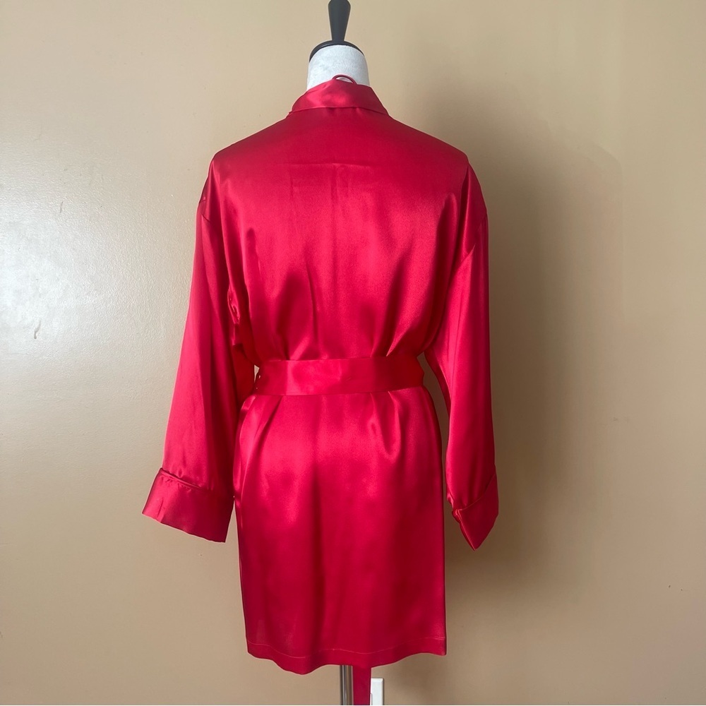 Victoria's Secret 1980-1990s gold label Scarlet Satin Robe - Picture 6 of 7